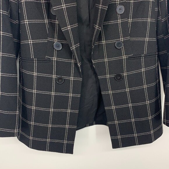 Bar III Blazer Black Windowpane Plaid Double Breasted Open Front - Picture 5 of 9
